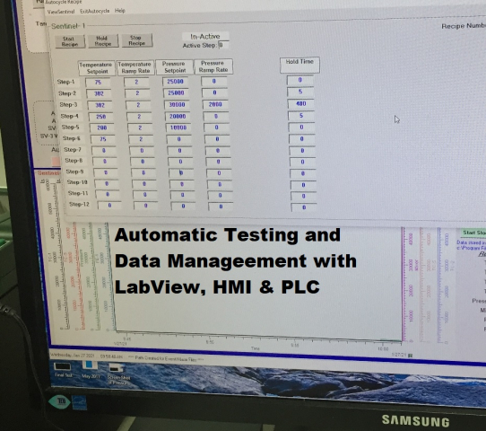 Automatic Testing and Data Management with LabView, HMI, and PLC